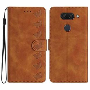 For LG K50 Seven Butterflies Embossed Leather Phone Case(Brown)