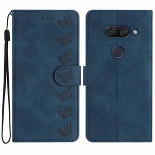 For LG K50 Seven Butterflies Embossed Leather Phone Case(Blue)
