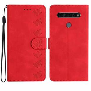 For LG K51S Seven Butterflies Embossed Leather Phone Case(Red)