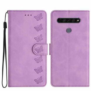 For LG K51S Seven Butterflies Embossed Leather Phone Case(Purple)