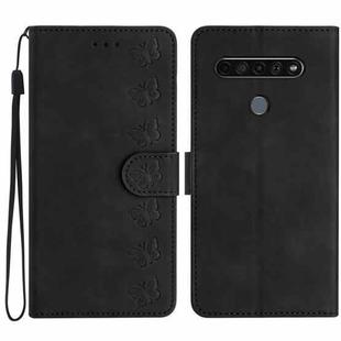 For LG K51S Seven Butterflies Embossed Leather Phone Case(Black)