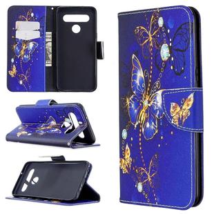 For LG K61 Colored Drawing Pattern Horizontal Flip Leather Case with Holder & Card Slots & Wallet(Purple Butterfly)