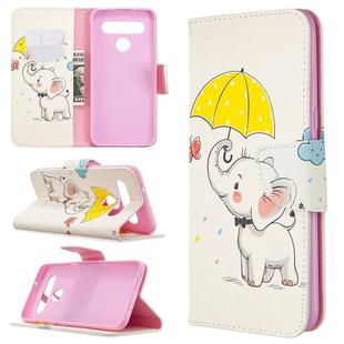 For LG K61 Colored Drawing Pattern Horizontal Flip Leather Case with Holder & Card Slots & Wallet(Elephant)