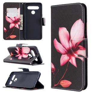 For LG K61 Colored Drawing Pattern Horizontal Flip Leather Case with Holder & Card Slots & Wallet(Lotus)