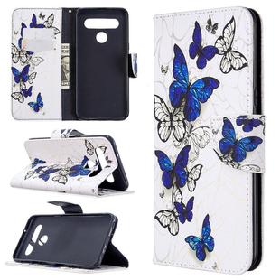 For LG K61 Colored Drawing Pattern Horizontal Flip Leather Case with Holder & Card Slots & Wallet(Blue Butterfly)