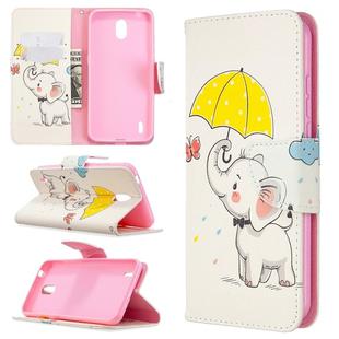 For Nokia 1.3 Colored Drawing Pattern Horizontal Flip Leather Case with Holder & Card Slots & Wallet(Elephant)