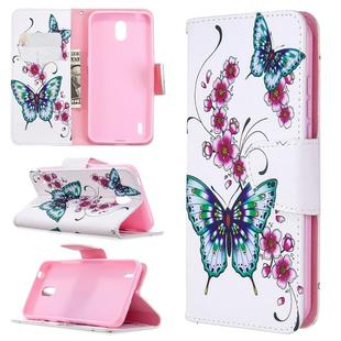 For Nokia 1.3 Colored Drawing Pattern Horizontal Flip Leather Case with Holder & Card Slots & Wallet(Peach Blossom and Butterfly)