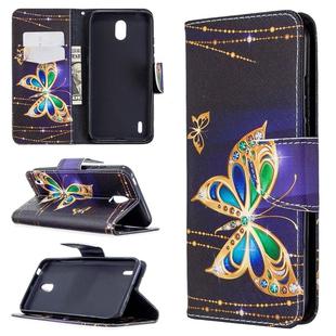 For Nokia 1.3 Colored Drawing Pattern Horizontal Flip Leather Case with Holder & Card Slots & Wallet(Butterfly)