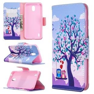 For Nokia 1.3 Colored Drawing Pattern Horizontal Flip Leather Case with Holder & Card Slots & Wallet(Owl)
