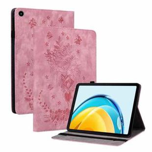 For Huawei MatePad SE 10.4 Butterfly Rose Embossed Leather Tablet Case(Pink)