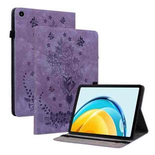 For Huawei MatePad SE 10.4 Butterfly Rose Embossed Leather Tablet Case(Purple)