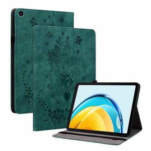 For Huawei MatePad SE 10.4 Butterfly Rose Embossed Leather Tablet Case(Green)