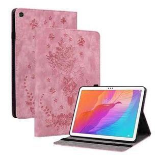 For Huawei MatePad T 10s / Enjoy Tablet 2 Butterfly Rose Embossed Leather Tablet Case(Pink)