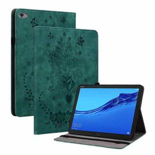 For Huawei MediaPad M5 Lite / C5 10.1 Butterfly Rose Embossed Leather Tablet Case(Green)