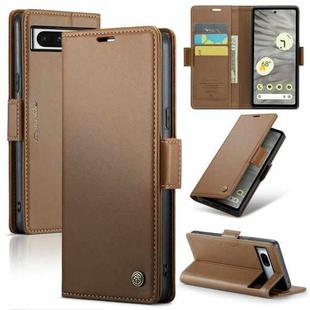 For Google Pixel 7a CaseMe 023 Butterfly Buckle Litchi Texture RFID Anti-theft Leather Phone Case(Brown)
