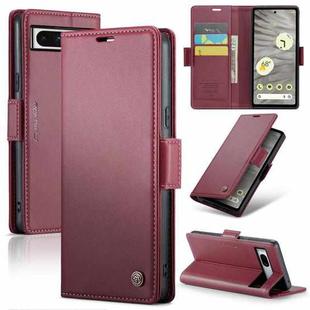 For Google Pixel 7a CaseMe 023 Butterfly Buckle Litchi Texture RFID Anti-theft Leather Phone Case(Wine Red)