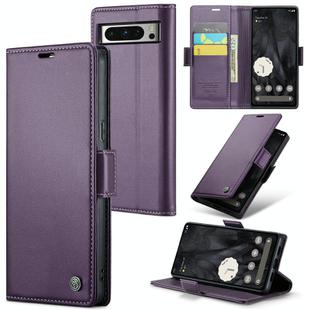 For Google Pixel 8 Pro CaseMe 023 Butterfly Buckle Litchi Texture RFID Anti-theft Leather Phone Case(Pearly Purple)
