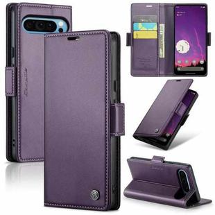 For Google Pixel 9 Pro XL CaseMe 023 Butterfly Buckle Litchi Texture RFID Anti-theft Leather Phone Case(Pearly Purple)