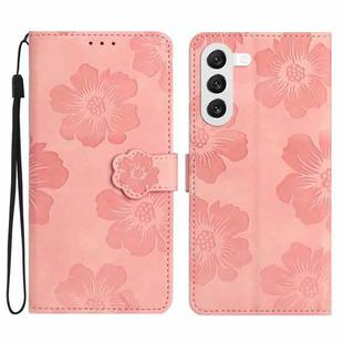 For Samsung Galaxy S23 5G Flower Embossing Pattern Leather Phone Case(Pink)