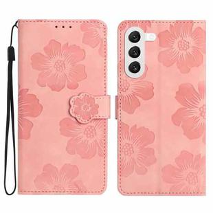 For Samsung Galaxy S23+ 5G Flower Embossing Pattern Leather Phone Case(Pink)