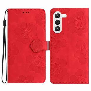 For Samsung Galaxy S23+ 5G Flower Embossing Pattern Leather Phone Case(Red)