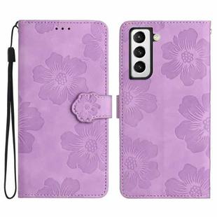 For Samsung Galaxy S22 5G Flower Embossing Pattern Leather Phone Case(Purple)