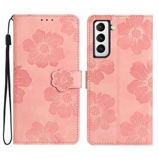 For Samsung Galaxy S22 5G Flower Embossing Pattern Leather Phone Case(Pink)