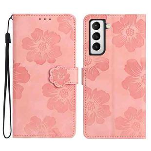 For Samsung Galaxy S22+ 5G Flower Embossing Pattern Leather Phone Case(Pink)