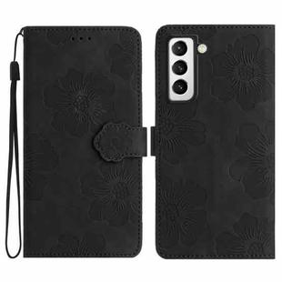 For Samsung Galaxy S22+ 5G Flower Embossing Pattern Leather Phone Case(Black)