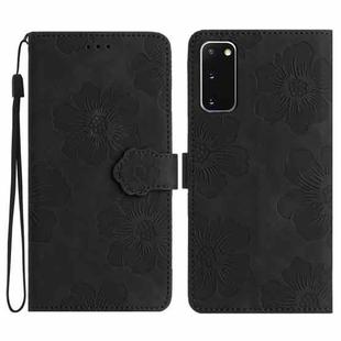 For Samsung Galaxy S20 Flower Embossing Pattern Leather Phone Case(Black)