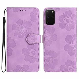 For Samsung Galaxy S20+ Flower Embossing Pattern Leather Phone Case(Purple)