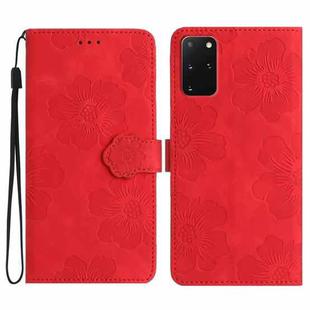 For Samsung Galaxy S20+ Flower Embossing Pattern Leather Phone Case(Red)