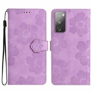 For Samsung Galaxy S20 FE Flower Embossing Pattern Leather Phone Case(Purple)