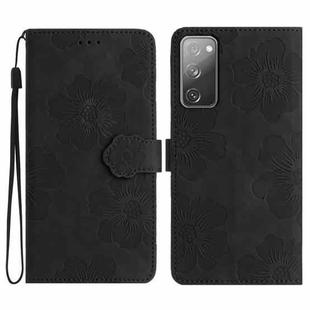 For Samsung Galaxy S20 FE Flower Embossing Pattern Leather Phone Case(Black)
