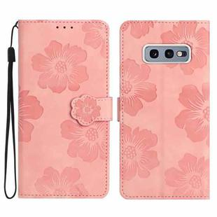 For Samsung Galaxy S10e Flower Embossing Pattern Leather Phone Case(Pink)