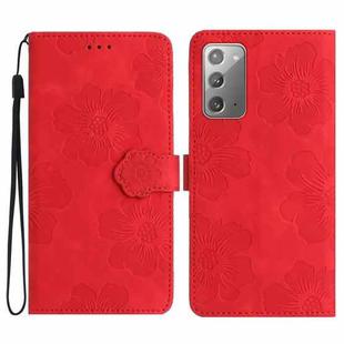 For Samsung Galaxy Note20 Flower Embossing Pattern Leather Phone Case(Red)