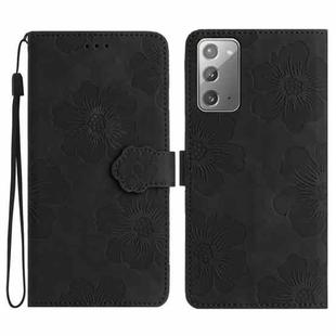 For Samsung Galaxy Note20 Flower Embossing Pattern Leather Phone Case(Black)