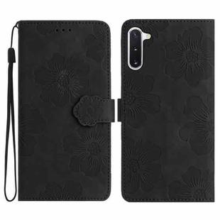 For Samsung Galaxy Note10 Flower Embossing Pattern Leather Phone Case(Black)