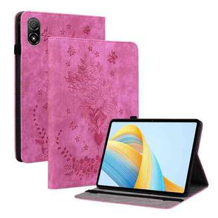For Honor Pad V8 Pro Butterfly Rose Embossed Leather Tablet Case(Rose Red)