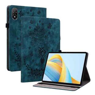 For Honor Pad V8 Pro Butterfly Rose Embossed Leather Tablet Case(Dark Blue)