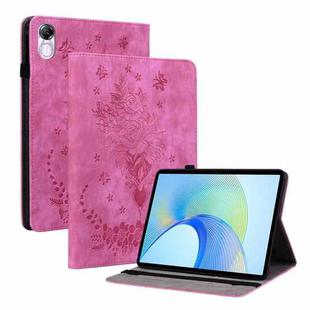 For Honor Pad X8 Pro/X9 Butterfly Rose Embossed Leather Tablet Case(Rose Red)