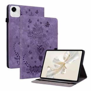 For Honor Pad X9a Butterfly Rose Embossed Leather Tablet Case(Purple)