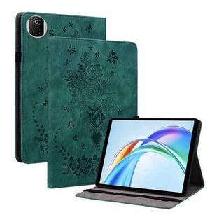 For Honor Pad X7 Butterfly Rose Embossed Leather Tablet Case(Green)