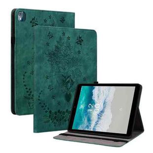 For Nokia T10 Butterfly Rose Embossed Leather Tablet Case(Green)