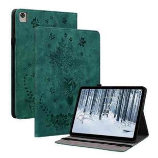 For Nokia T21 Butterfly Rose Embossed Leather Tablet Case(Green)