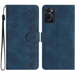 For OPPO A36 / A76 / A96 Seven Butterflies Embossed Leather Phone Case(Blue)