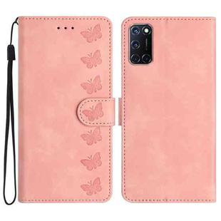 For OPPO A52 / A72 / A92 Seven Butterflies Embossed Leather Phone Case(Pink)