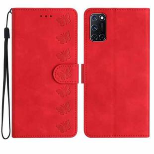 For OPPO A52 / A72 / A92 Seven Butterflies Embossed Leather Phone Case(Red)