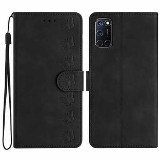 For OPPO A52 / A72 / A92 Seven Butterflies Embossed Leather Phone Case(Black)