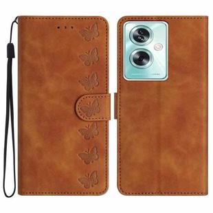 For OPPO A79 5G Seven Butterflies Embossed Leather Phone Case(Brown)